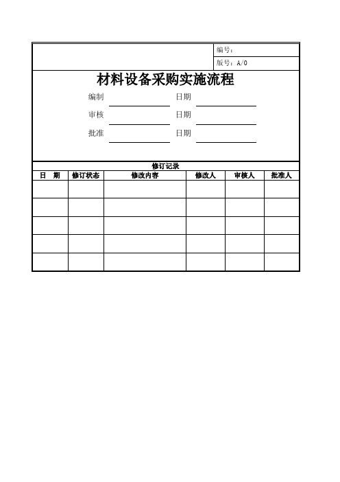 东莞Z房地产项目材料设备采购实施流程