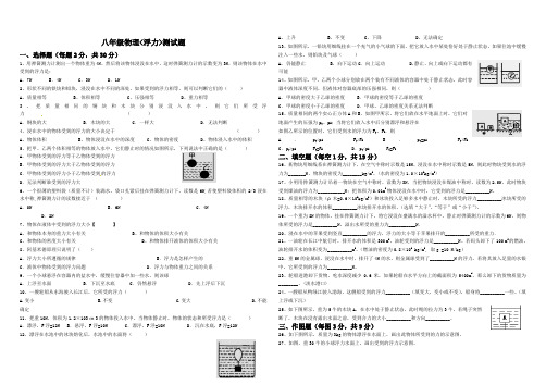 八年级物理下册浮力测试题(含答案)