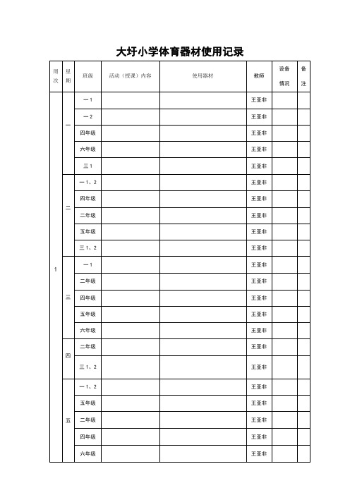 体育器材使用记录表