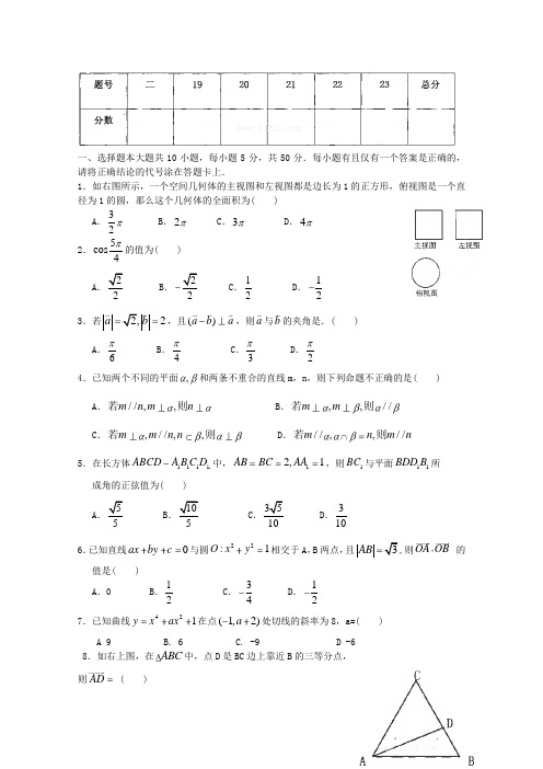 天津市红桥区高三数学上学期期中试题 文(无答案)新人教A版