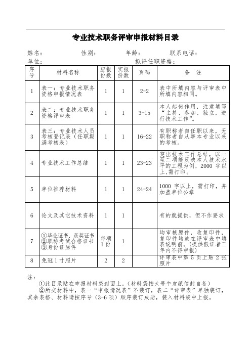 职称评审电子表格(初、中级)