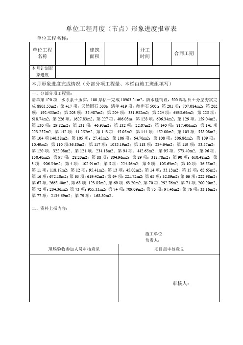 单位工程月度(节点)形象进度报审表