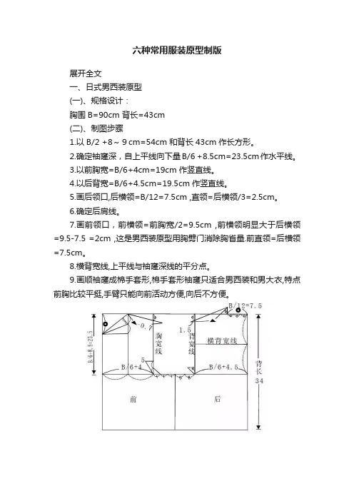 六种常用服装原型制版