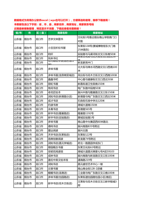 2020新版山东省烟台市龙口市书店工商企业公司商家名录名单联系电话号码地址大全36家