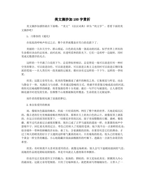 美文摘抄加100字赏析