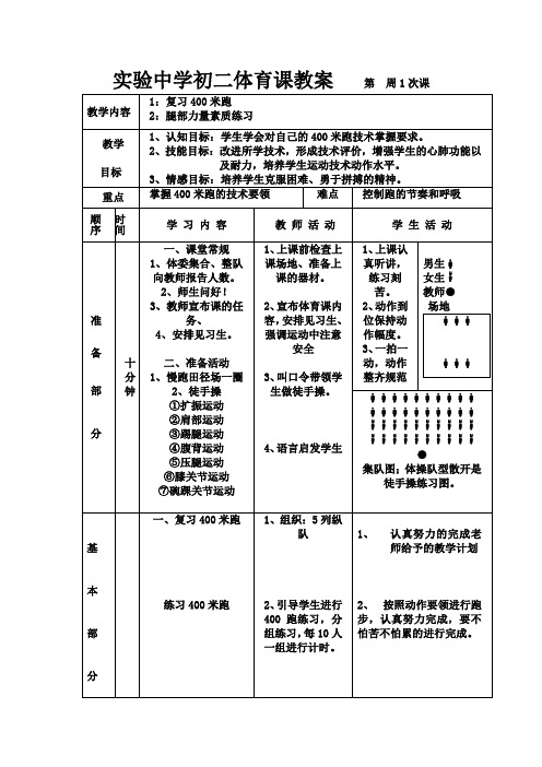 实验中学初二体育课教案___第__周1次课