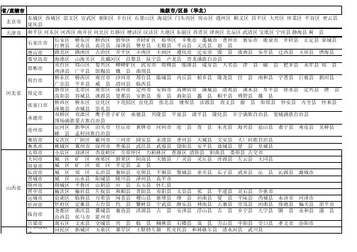 中国县市地区明细表