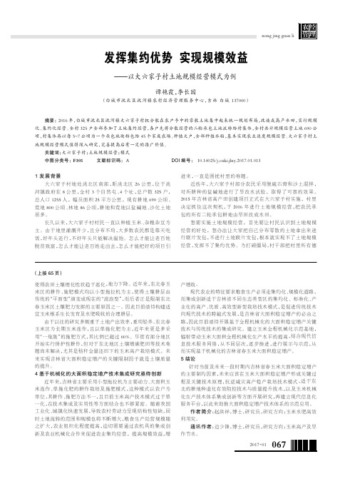 发挥集约优势实现规模效益———以大六家子村土地规模经营模式为例