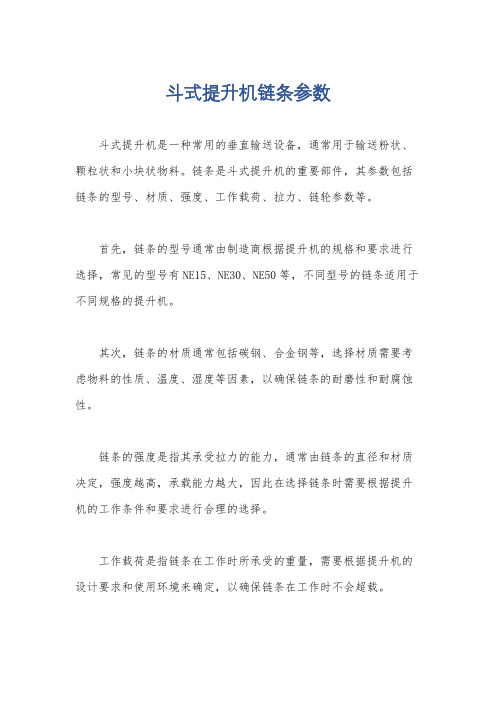 斗式提升机链条参数