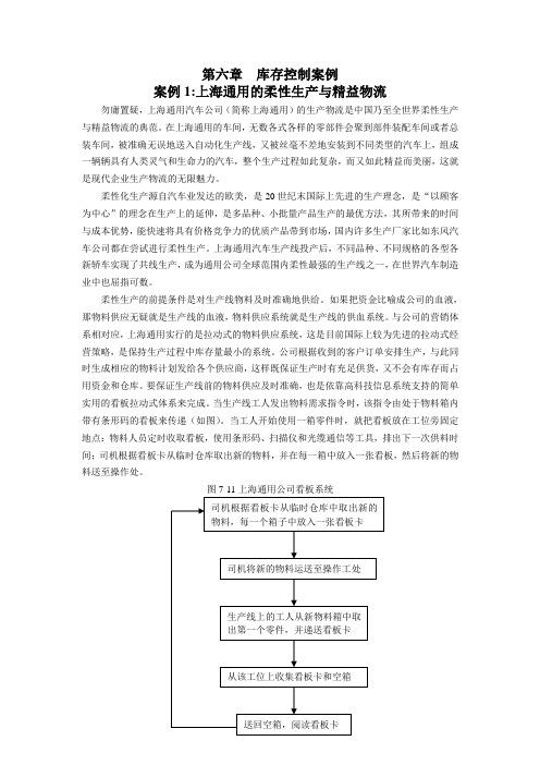 第六章 库存控制案例概要