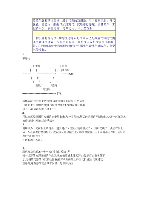 船舱气囊打捞沉船法