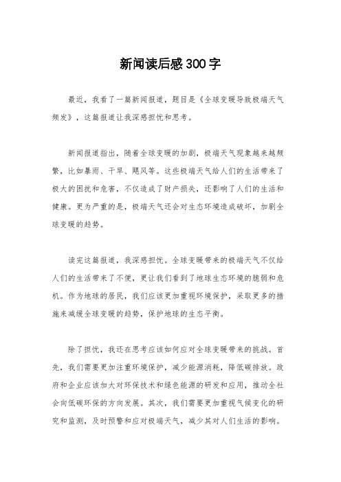 新闻读后感300字