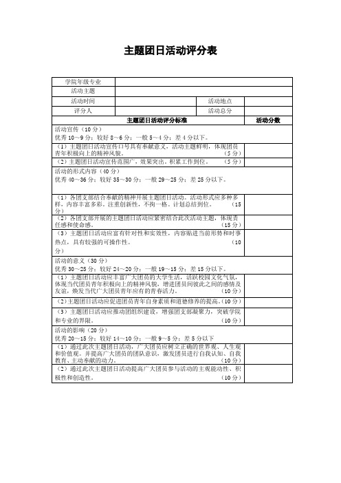 主题团日活动评分表拟稿