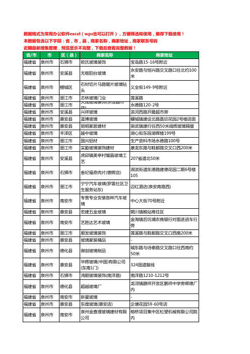 2020新版福建省泉州市玻璃工商企业公司商家名录名单联系电话号码地址大全508家