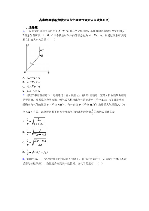 高考物理最新力学知识点之理想气体知识点总复习(1)