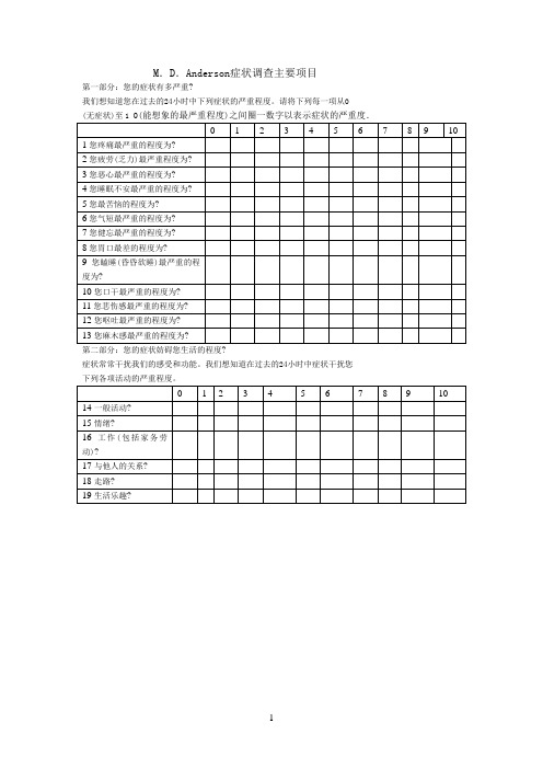 安德森症状评估量表