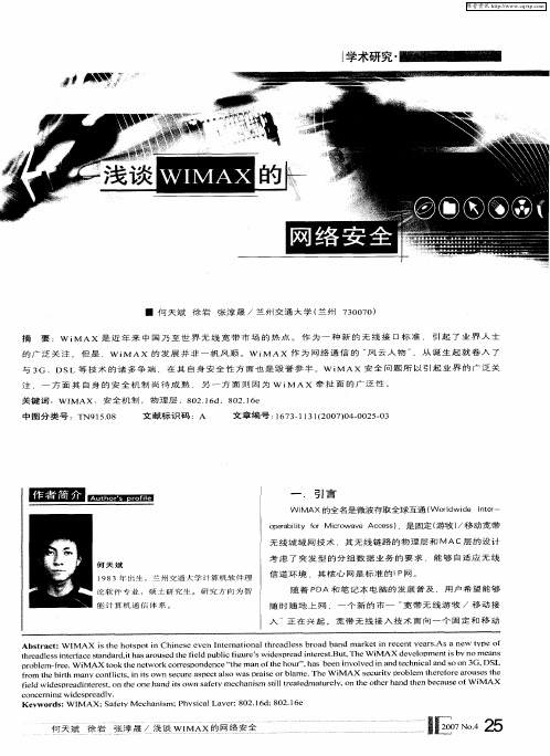 浅谈WIMAX的网络安全