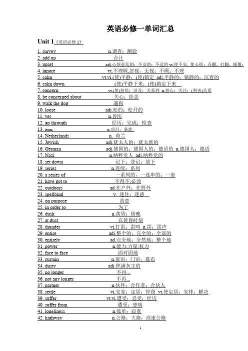 2016高中英语必修1-5单词汇总