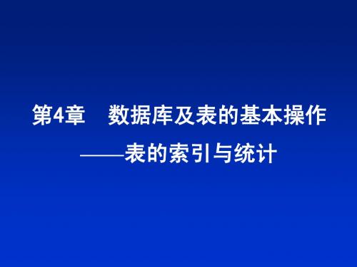 (第4章-3)表的排序、索引、统计