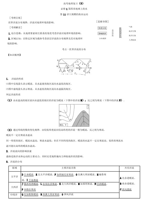 必修1 第四章 地球上的水 第11讲 大规模的海水运动(学生版)