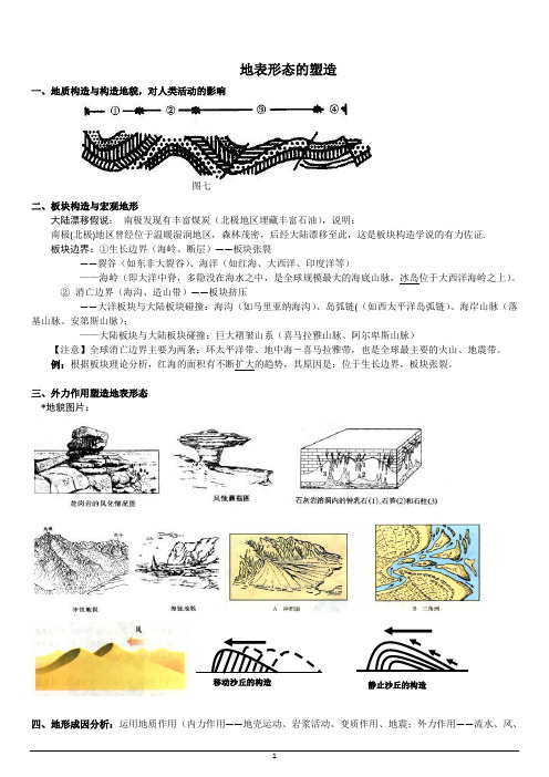 2020人教版高考地理复习专题之地表形态的塑造