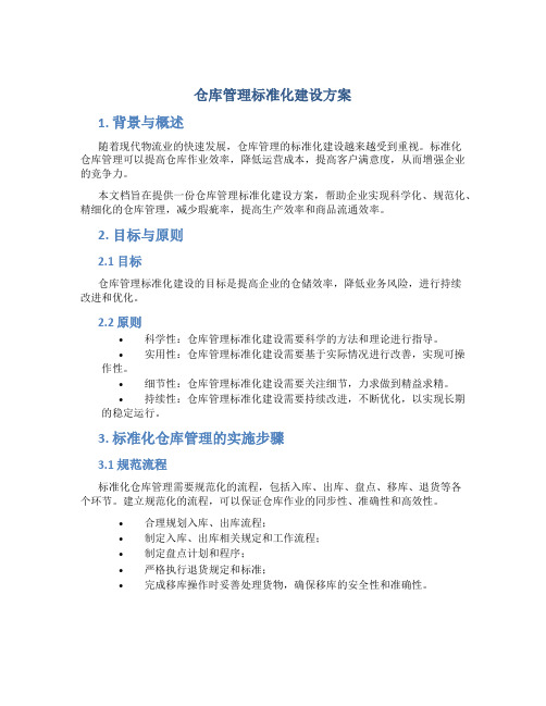 仓库管理标准化建设方案