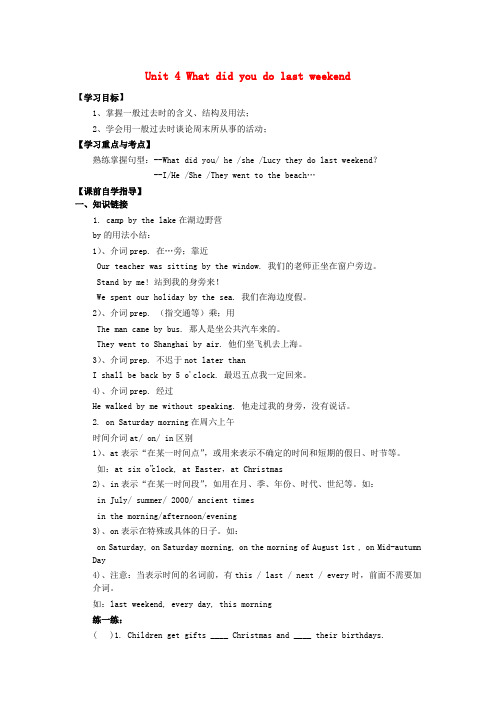 河南省濮阳市第六中学七年级英语上册 Unit 4 What did you do last we