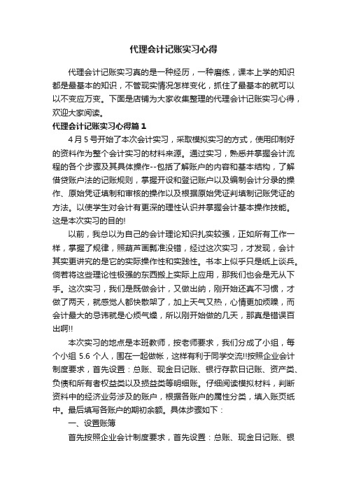 代理会计记账实习心得