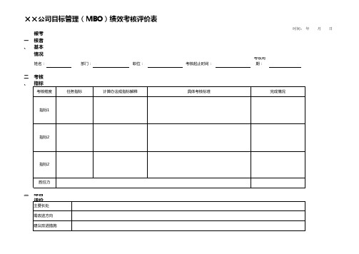 目标管理(MBO)模版