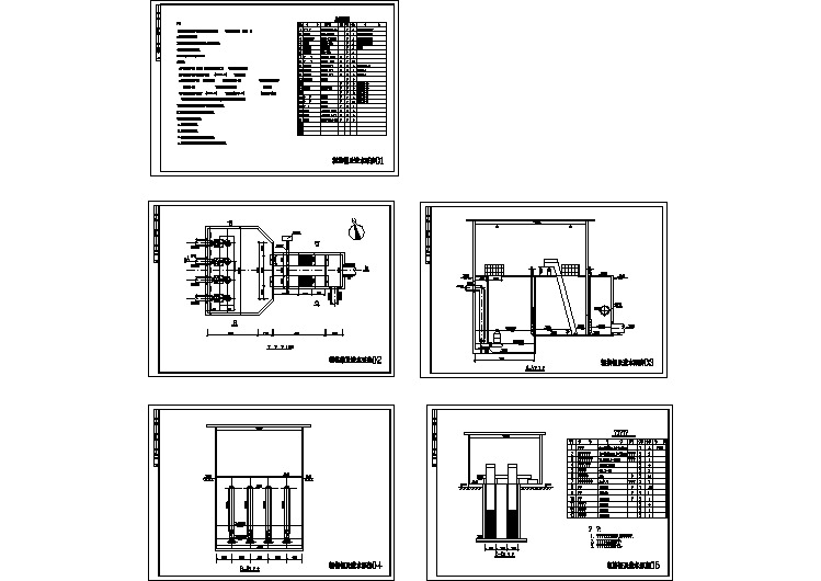 粗格栅及进水泵房施工平面图及剖面图