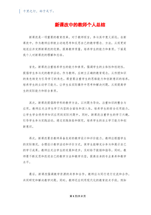 新课改中的教师个人总结