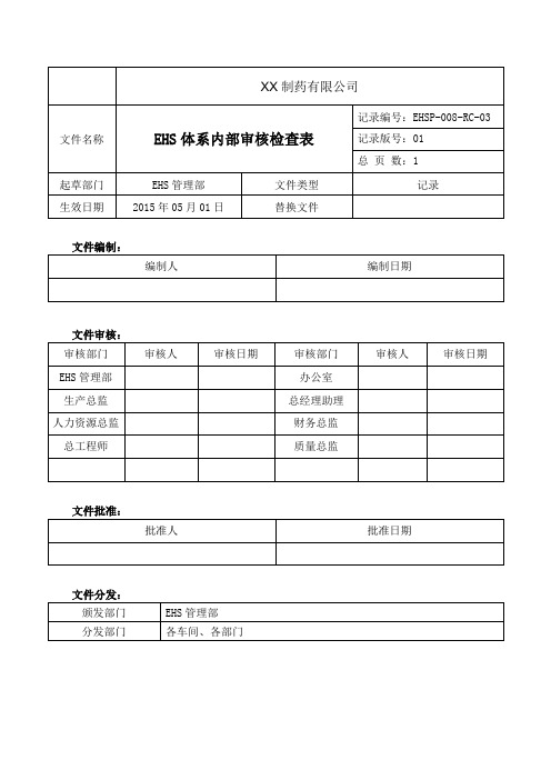 内部审核检查表