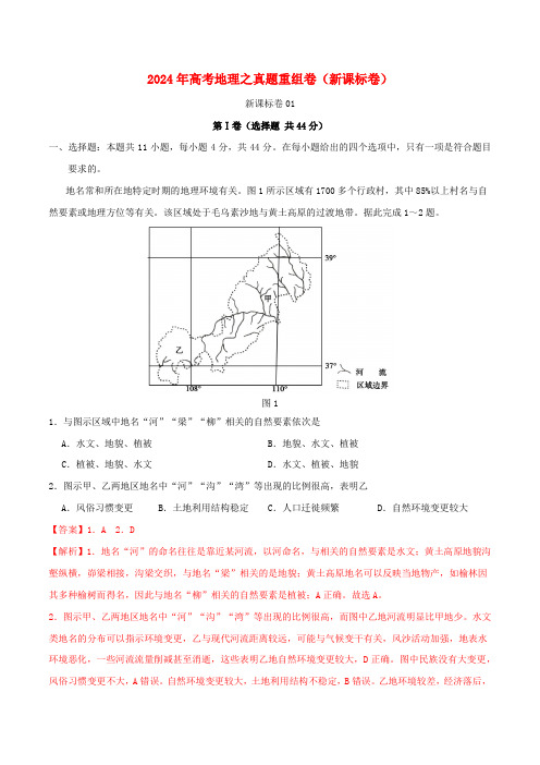 2024年高考地理真题模拟练习卷一含解析