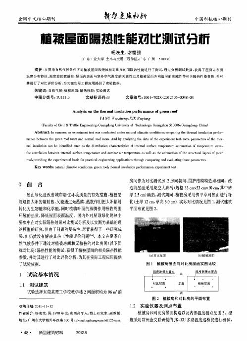 植被屋面隔热性能对比测试分析