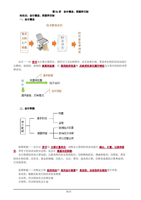 2020初级会计实务会计概念、职能和目标讲义