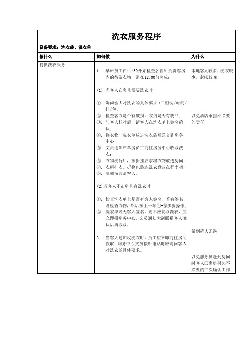 酒店客房洗衣服务程序(详细)