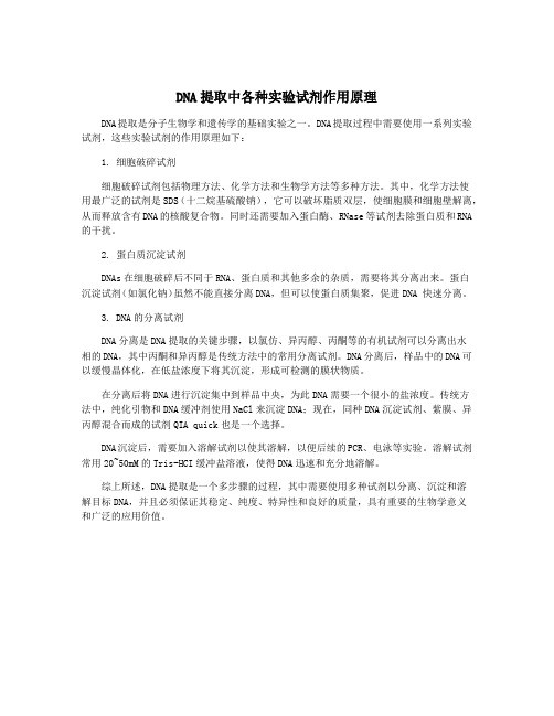 DNA提取中各种实验试剂作用原理