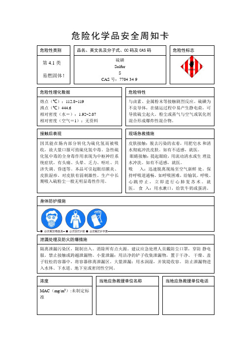 硫磺安全周知卡