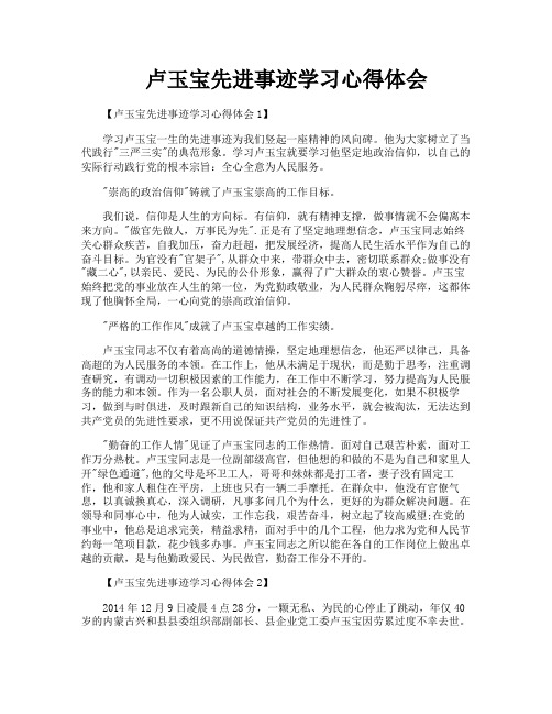 卢玉宝先进事迹学习心得体会