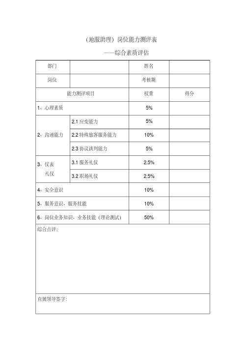 岗位能力测评表