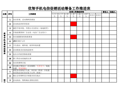 促销活动工作推进表