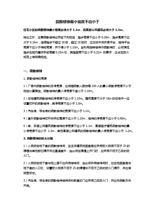 疏散楼梯最小宽度不应小于