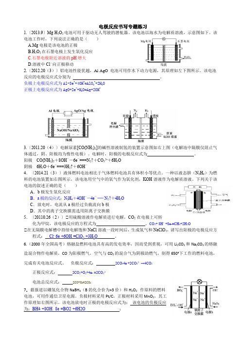 电极反应书写专题练习