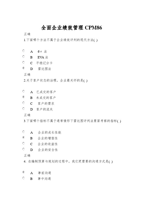 全面企业绩效管理CPM86