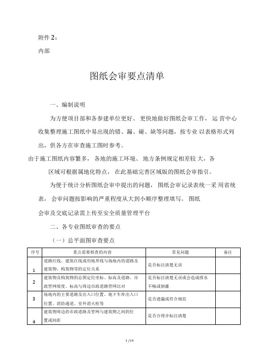 图纸会审要点清单