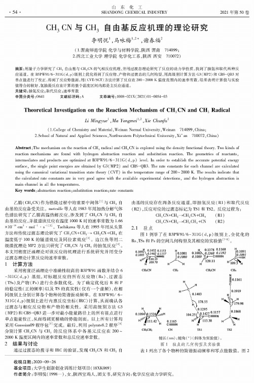 CH3CN与CH3自由基反应机理的理论研究