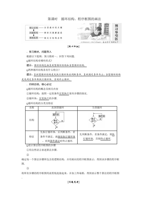 高中数学人教A版必修三教学案第一章 第1节 第4课时 程序结构、程序框图的画法 Word版含答案