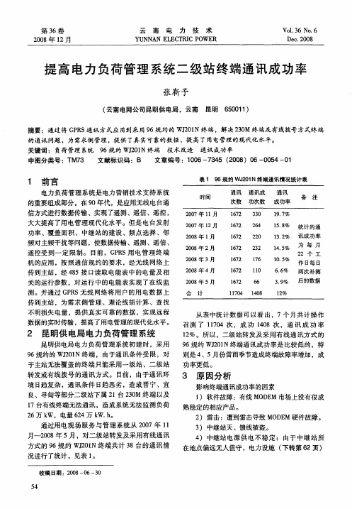 提高电力负荷管理系统二级站终端通讯成功率