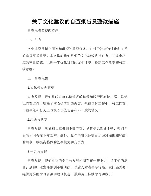 关于文化建设的自查报告及整改措施