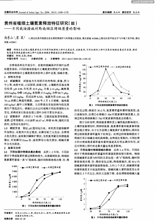 贵州省植烟土壤氮素释放特征研究(Ⅲ)——不同栽培措施对黔南烟区烤烟质量的影响